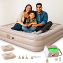 Colchão Inflável Premium c/ Bomba Bivolt Integrada – Infla/Desinfla Express, Suede Aveludado