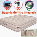 Colchão Inflável Premium c/ Bomba Bivolt Integrada – Infla/Desinfla Express, Suede Aveludado