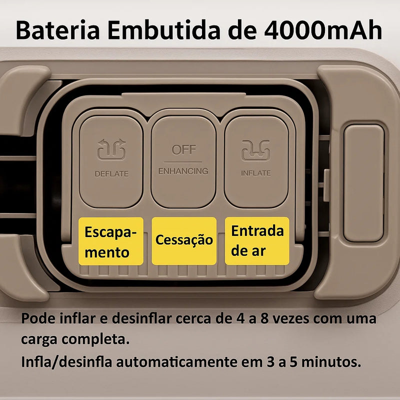 Colchão Inflável Premium c/ Bomba Bivolt Integrada – Infla/Desinfla Express, Suede Aveludado